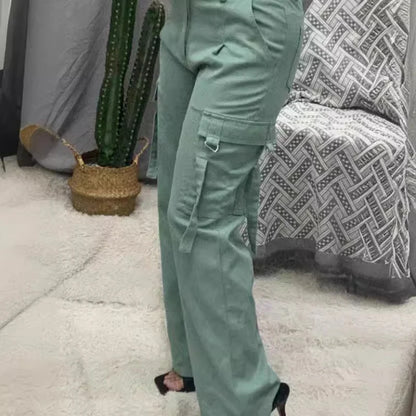 Retro Multi-Pocket Wide-Leg Pants