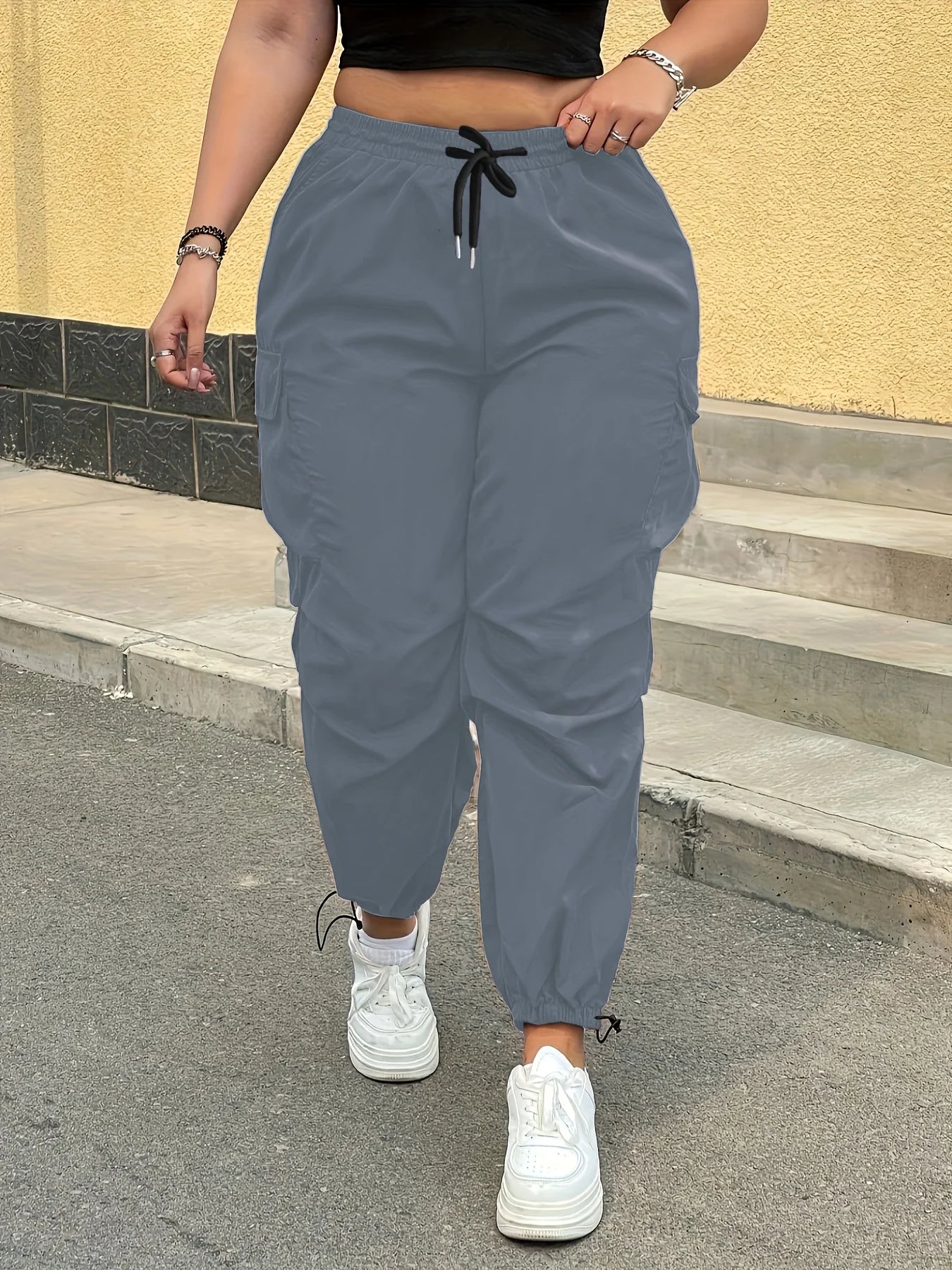 Drawstring Side-Pocket Cargo Joggers