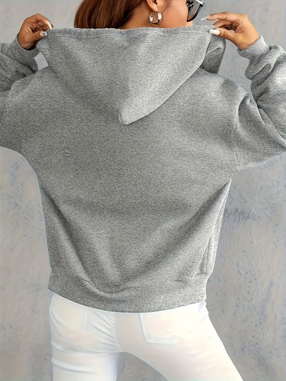 Brown Zip-Up Print Hoodie