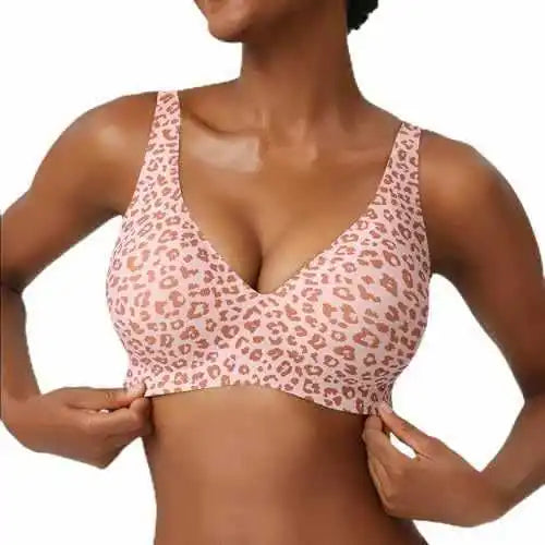 Wire-Free Seamless Leopard Print Bra