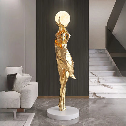 Modern Feather Girl Statue