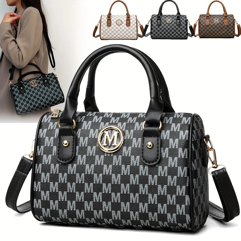 Women’s Alphabet Shoulder Bag with Golden “M” Logo