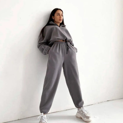 Women Two-Piece Hooded Sportswear Set