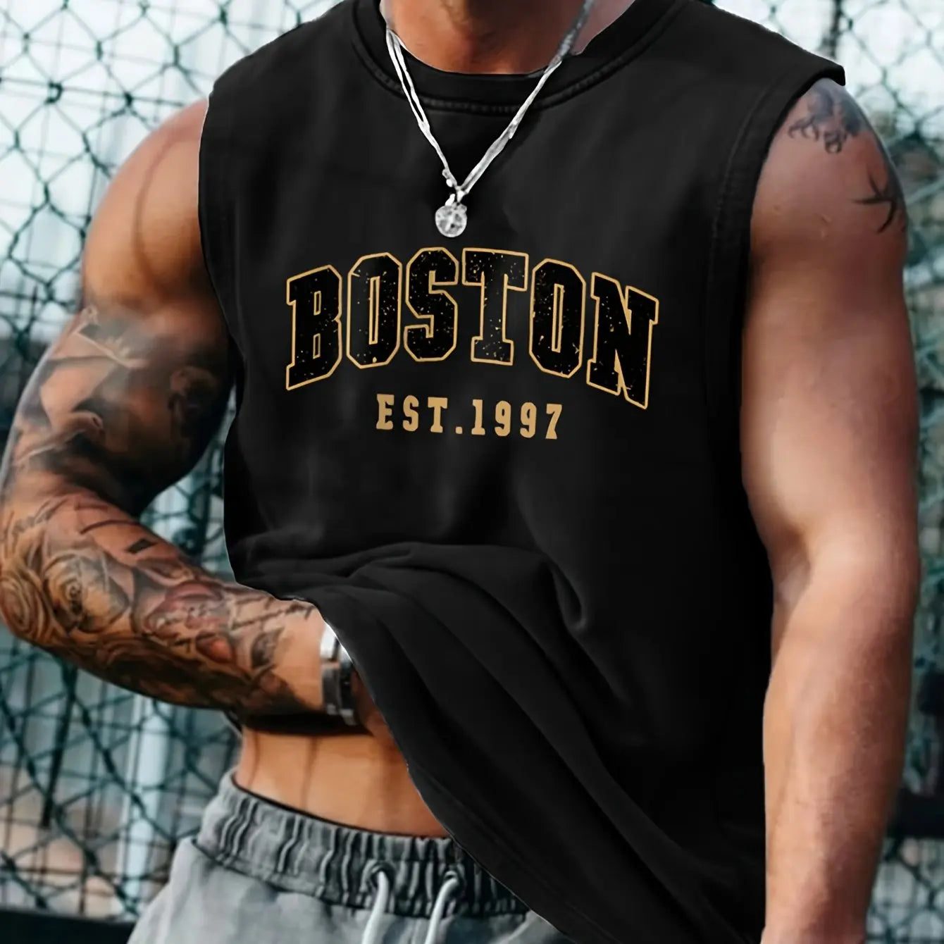 Cotton Boston Print Sleeveless Vest