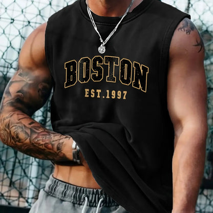 Cotton Boston Print Sleeveless Vest