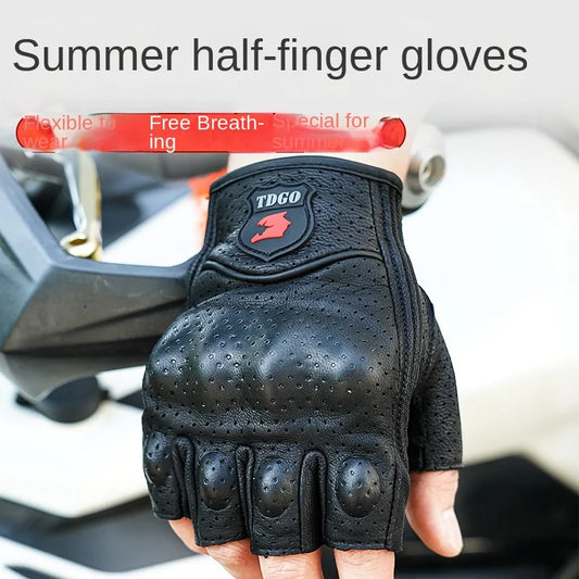 Goatskin Leather Half-Finger Gloves
