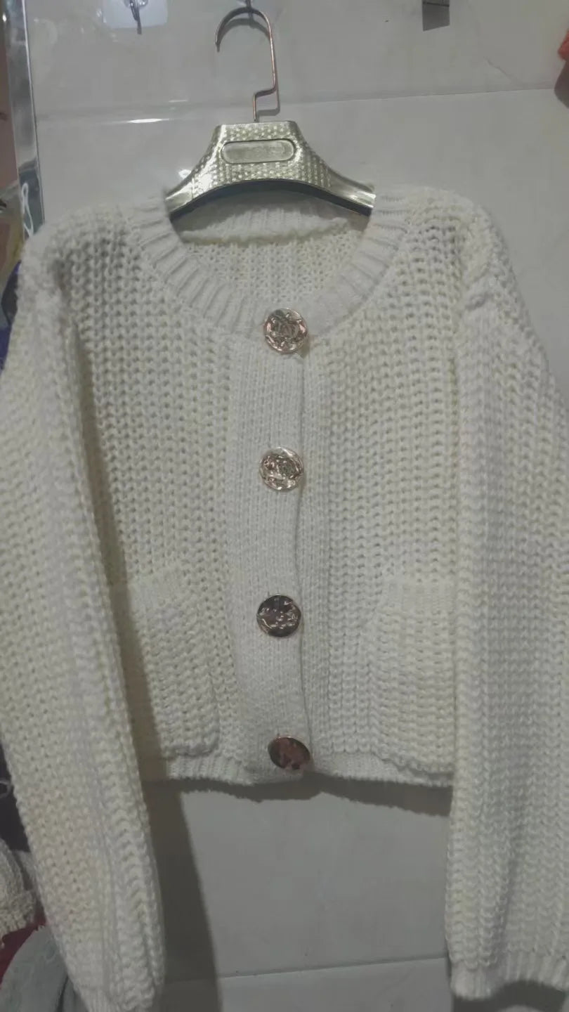 Button Pocket Knit Cardigan