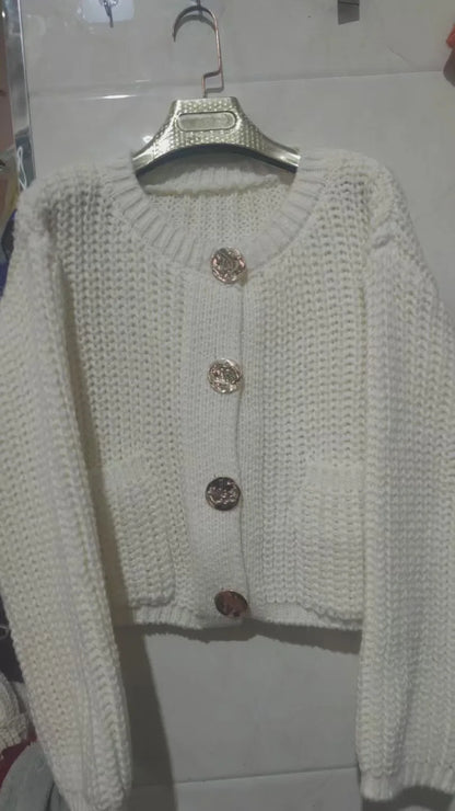 Button Pocket Knit Cardigan