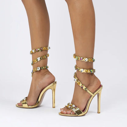 Crystal Wrap Stiletto Sandals
