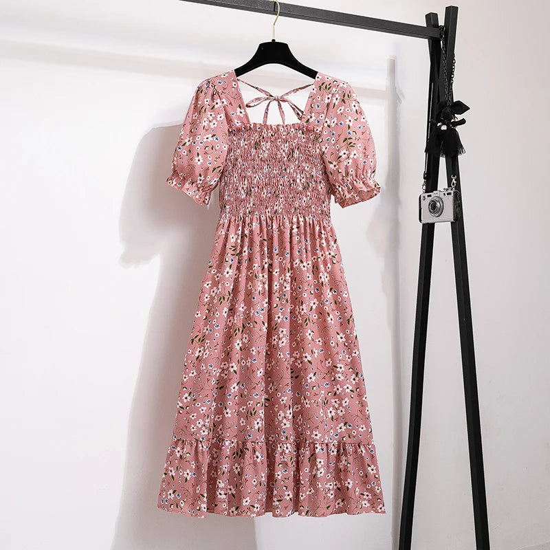 Summer Pleated Chiffon Dress