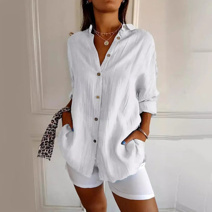 Women Solid Color Street Shirt