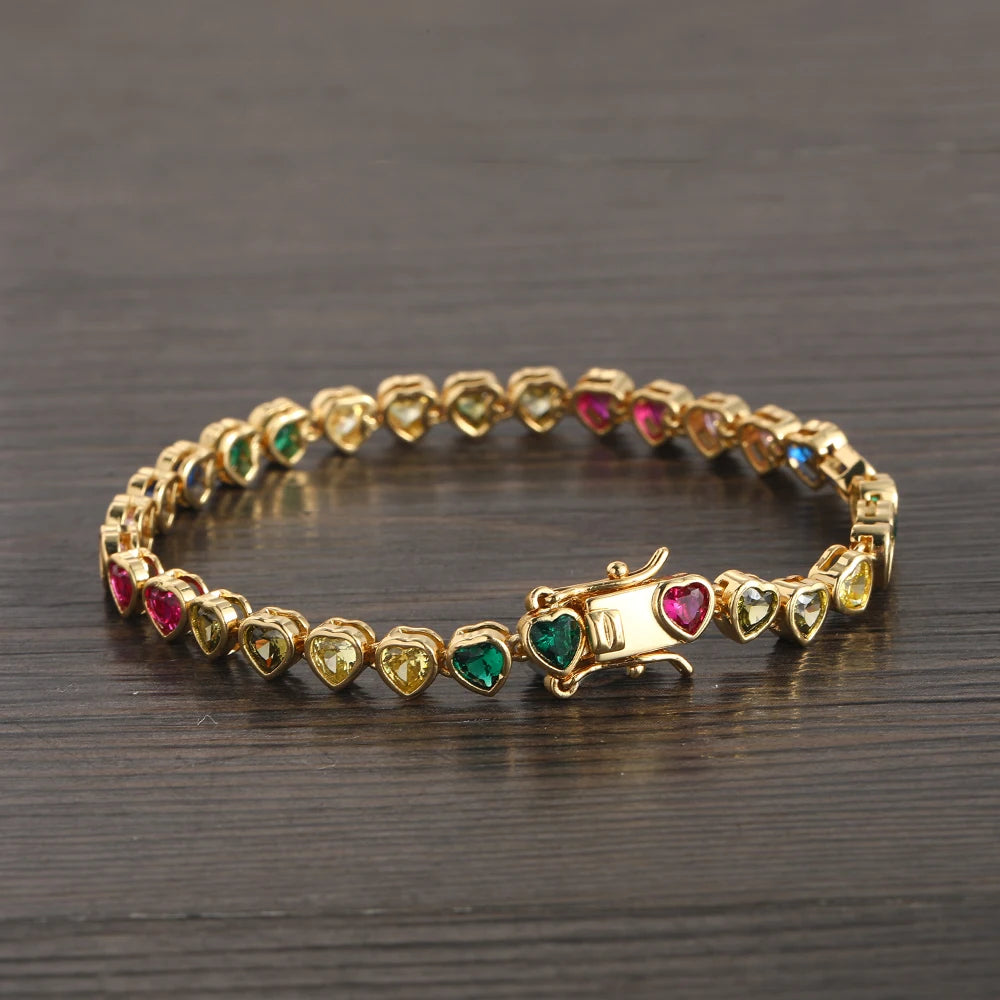 Heart Zircon Chain Bracelet