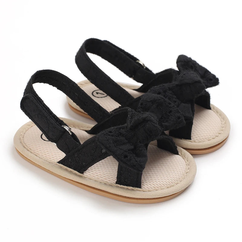 Eyelet Bow Back-Strap Baby Sandals