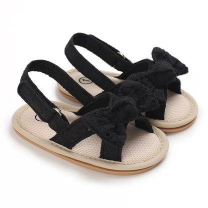 Eyelet Bow Back-Strap Baby Sandals