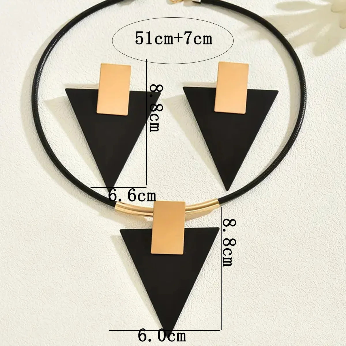 Geometric Triangle Necklace Earring Set