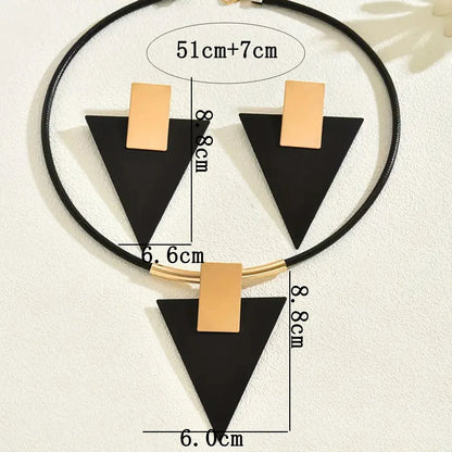 Geometric Triangle Necklace Earring Set