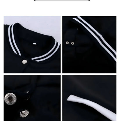 Letter Print Fleece Baseball Jacket