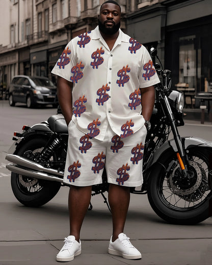 Dollar Sign Print Shirt Shorts Set
