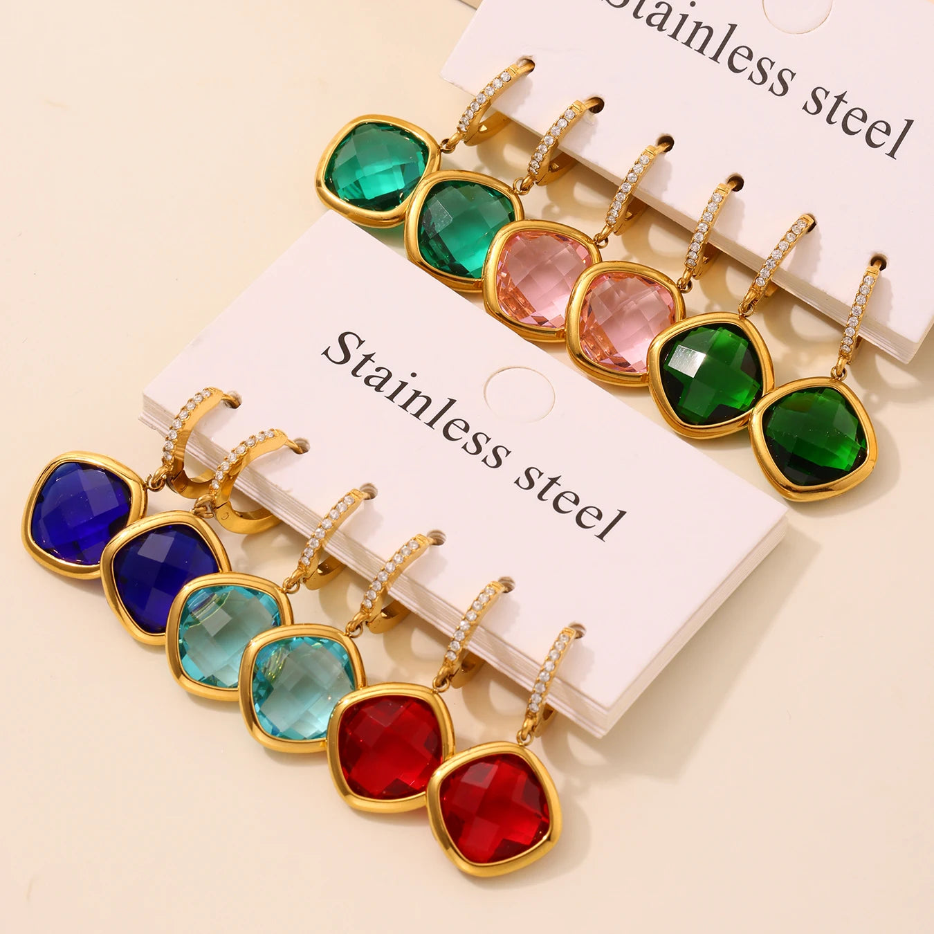 Square Glass Earrings