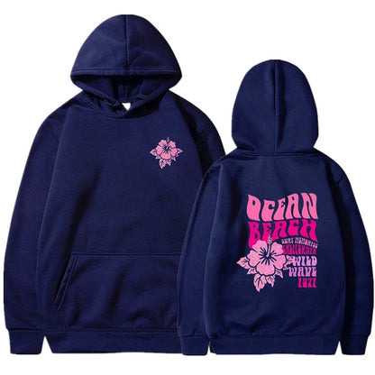 Flower Slogan Pullover Hoodie