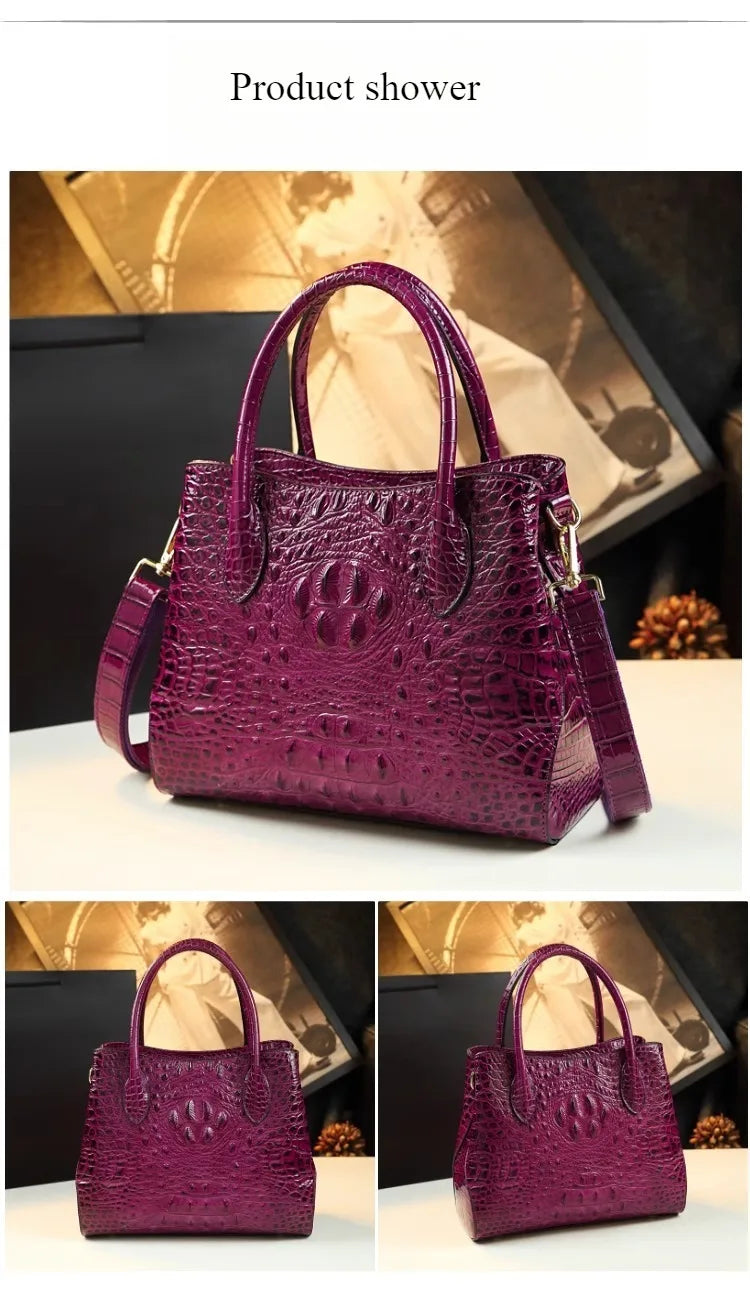 Polyester Zipper Shoulder Bag Crocodile
