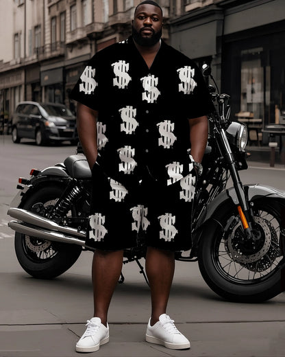 Dollar Sign Print Shirt Shorts Set
