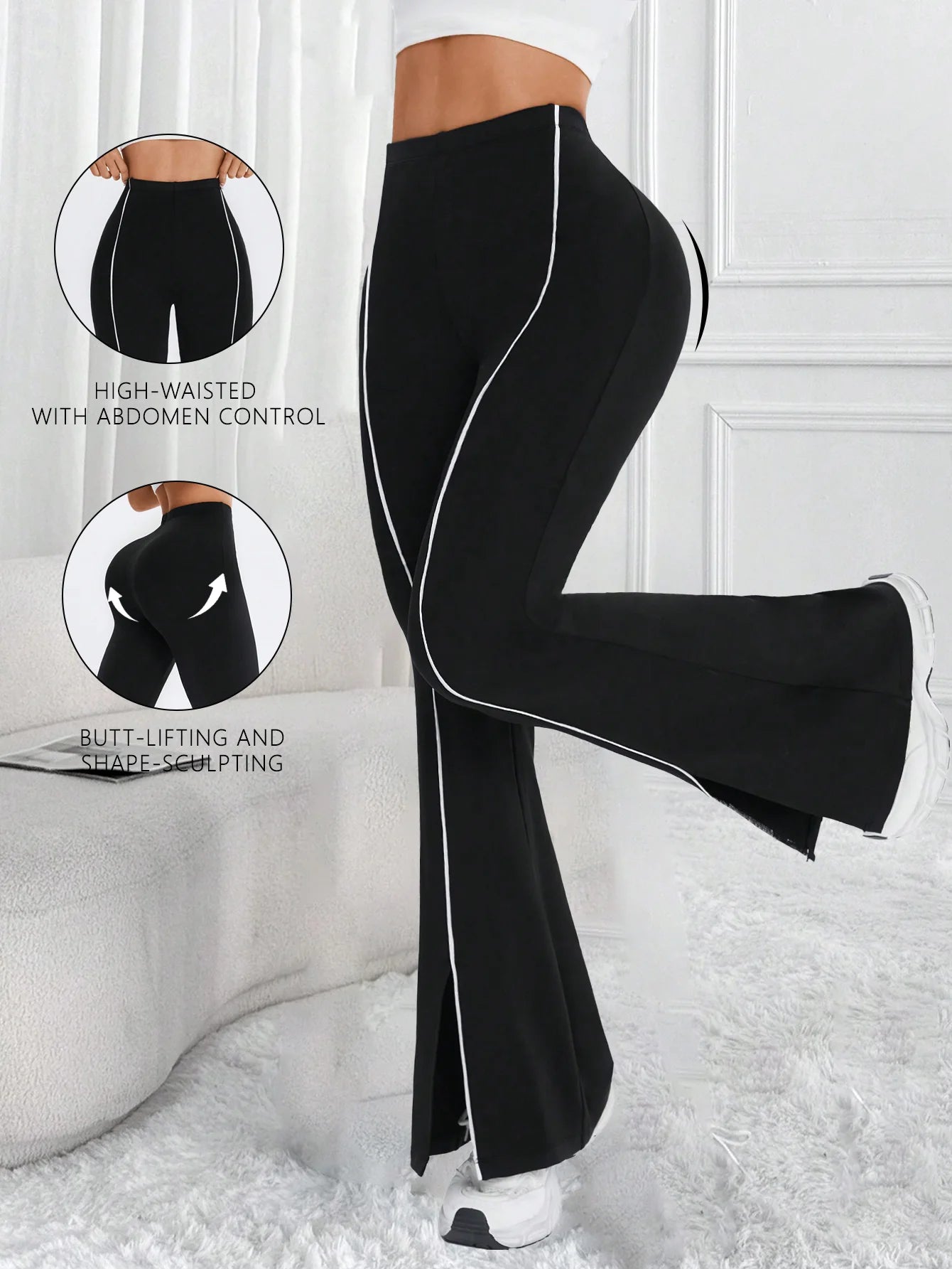 Elastic Wide-Leg Flared Pants