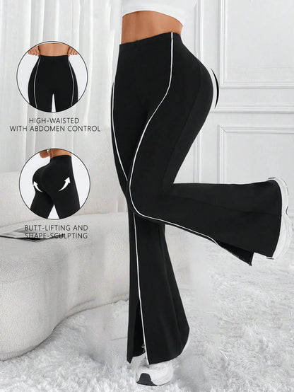 Elastic Wide-Leg Flared Pants