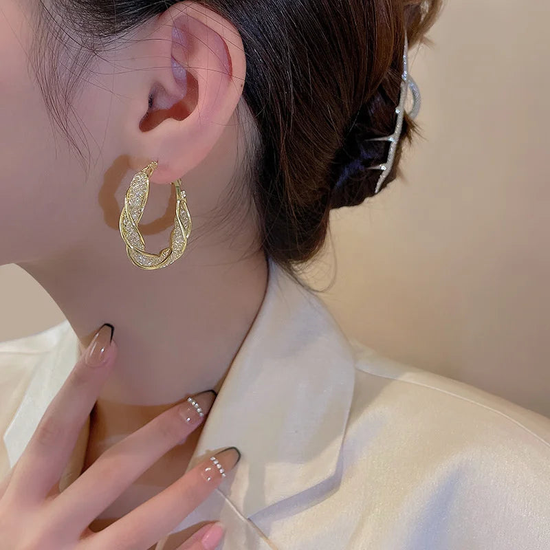 Light Luxury Rhinestone Hoops