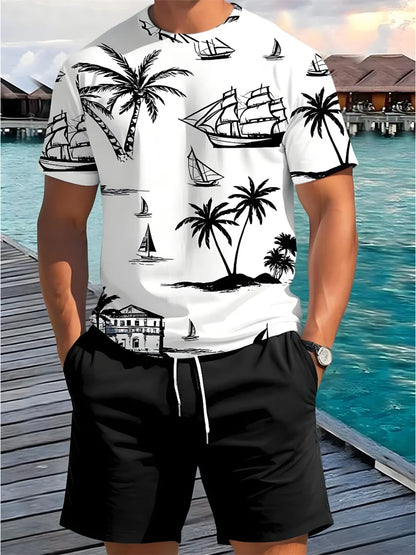 Hawaiian Print T-Shirt Shorts Set