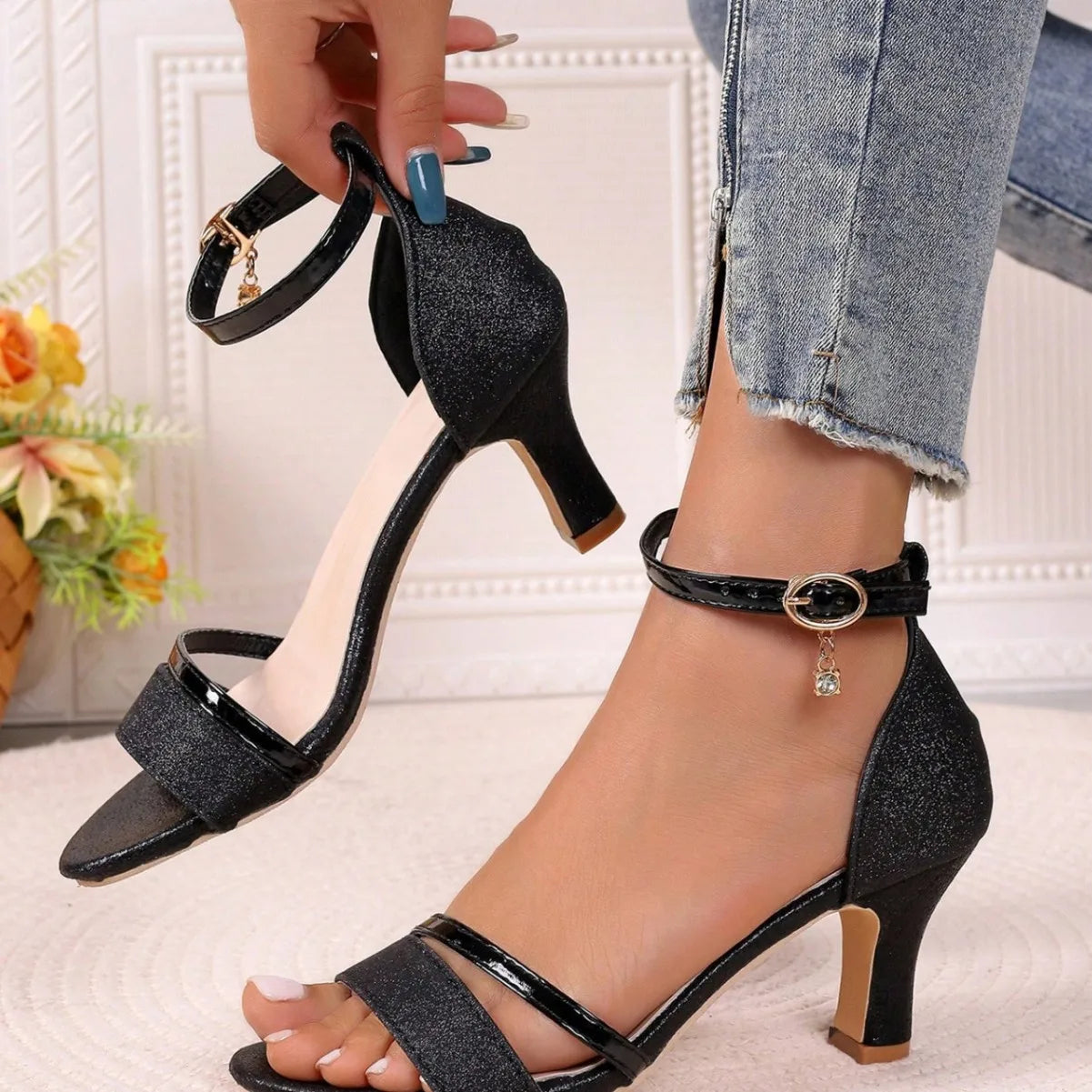 Bling Buckle Party Sandals