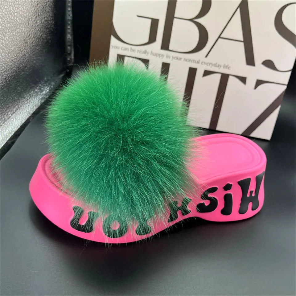 Fur Wedge Party Sandals