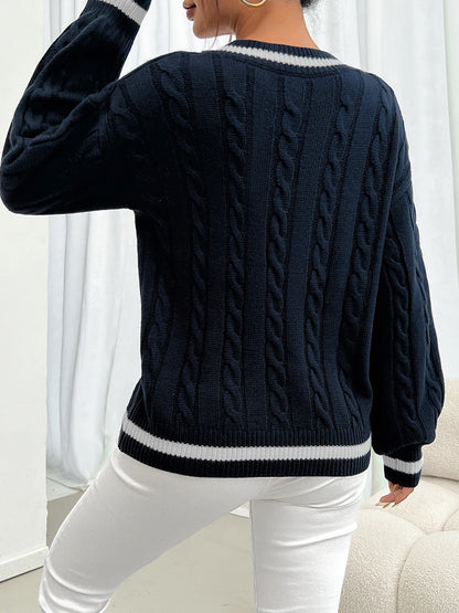Twisted Flower V-Neck Sweater