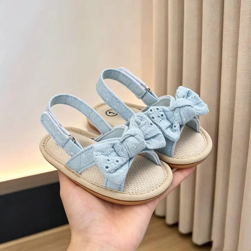 Eyelet Bow Back-Strap Baby Sandals
