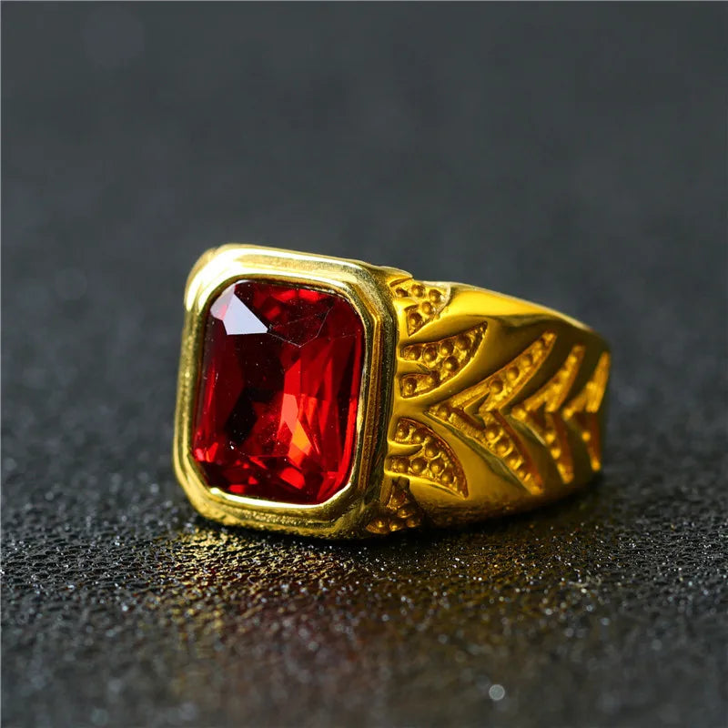 Square Red Zirconia Ring