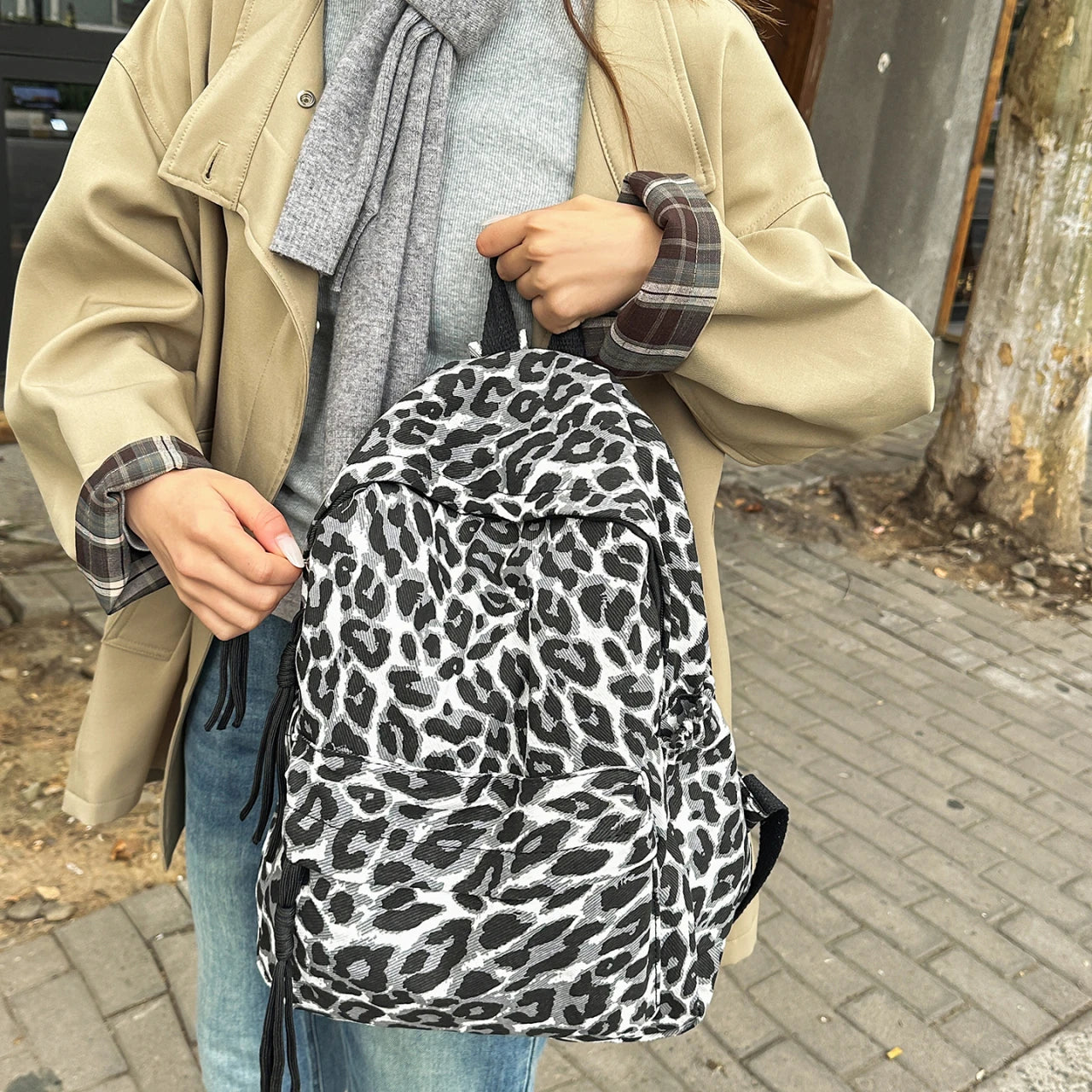 Leopard Print School Backpack