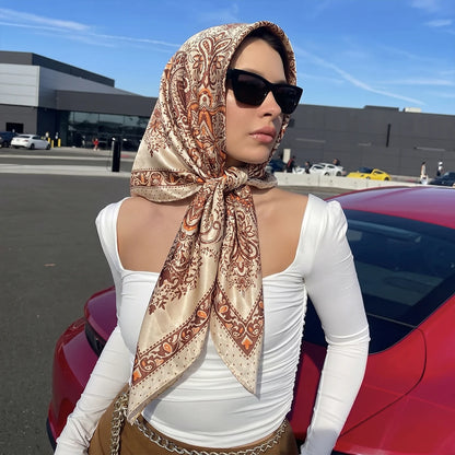 90cm Square Scarf Satin Silk