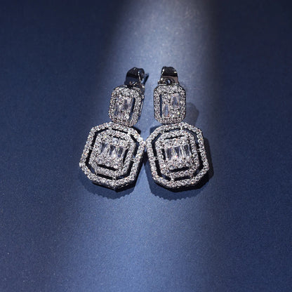 Full Zircon Drop Earrings