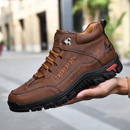 Thick-Sole Round-Toe Hiking Boots