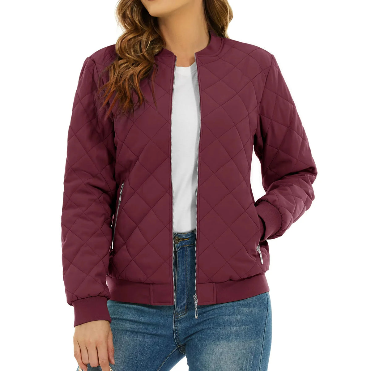 Diamond Quilted Bomber Jacket