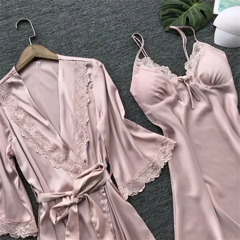 2PCS Female Lace Pajamas Set