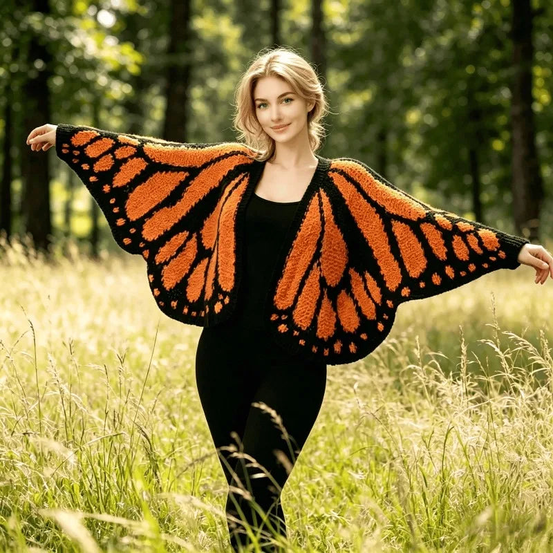Butterfly Pattern Knit Cardigan
