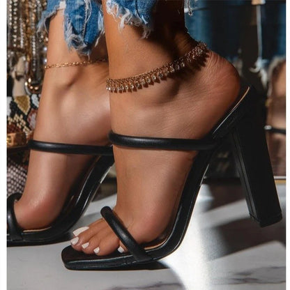 Spike Heel Cross-Strap Sandals
