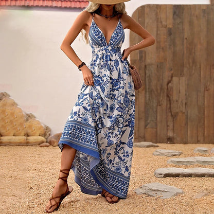 Hawaiian V-Neck Strap Dress