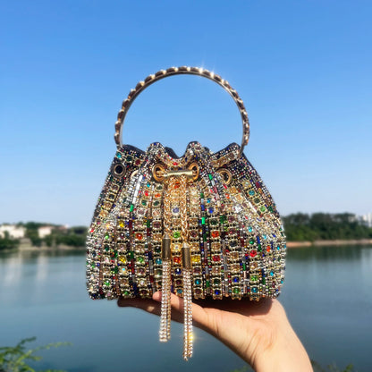 Crystal Rhinestone Bucket Clutch