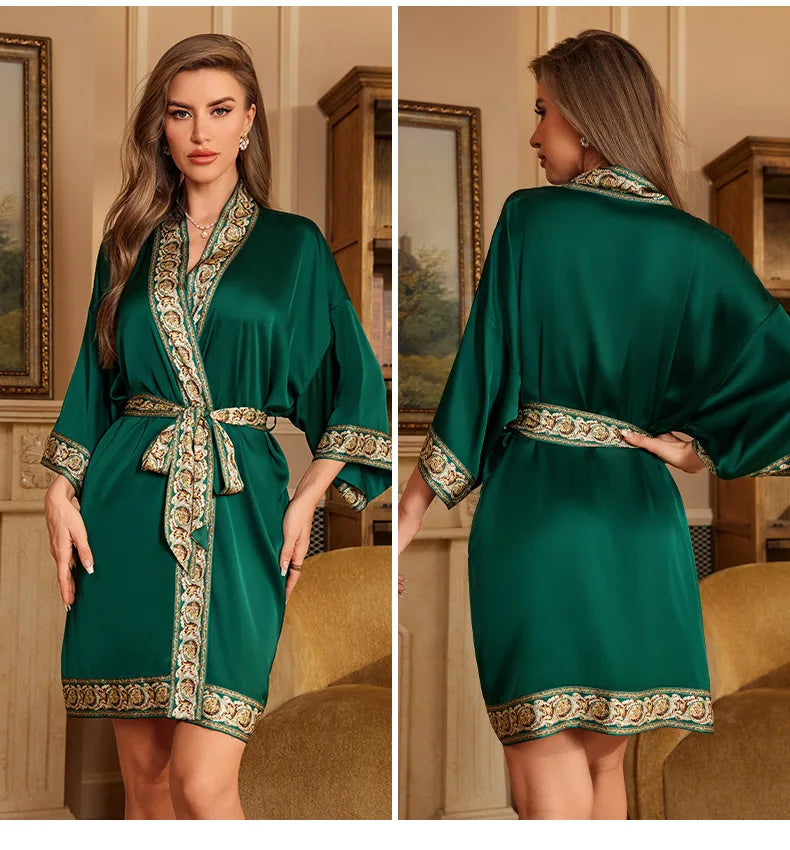 Printed Satin Lounge Robe
