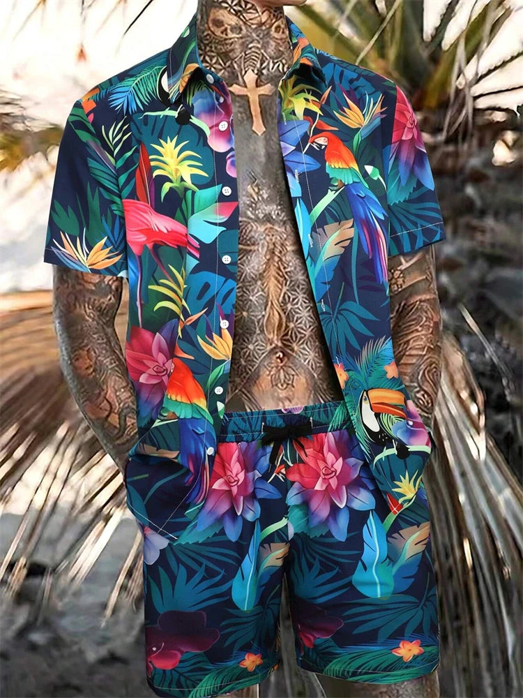 Jungle Print Hawaiian Shirt Set