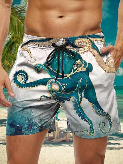 3D Floral Print Swim Trunks