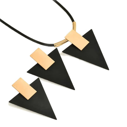 Geometric Triangle Necklace Earring Set