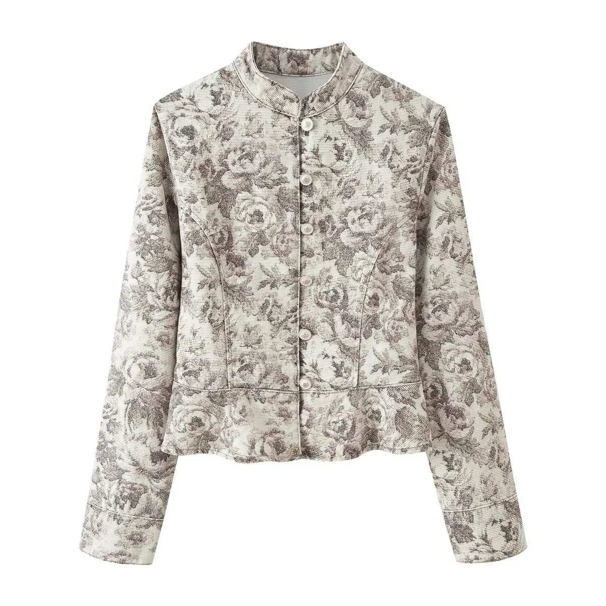 Floral Stand Collar Jacket